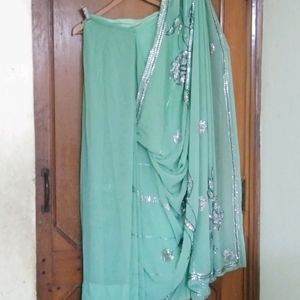 pasta green💚 fancy ready to wear saree & blouse