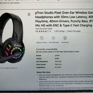 pTron Studio Pixel Over-Ear Wireless Gaming Headph