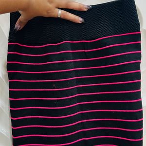 Black Skinny Pink Strip Skirt