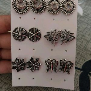 Price Drop:Oxidised Earrings Set Of 6