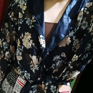 Tie Up Floral Print Shirt