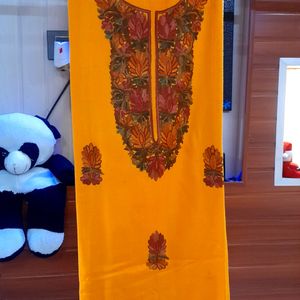 Woollen Heavy Embroidery Dark Yellow Suit