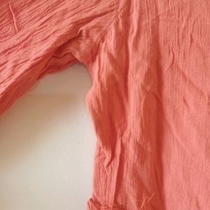 Coral Flared Sleeves Top