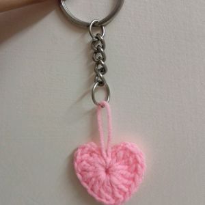 Baby Pink Crochet Heart Keychain Or Charm