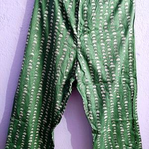 Pure Cotton Olive Green A Line Kurta Pant