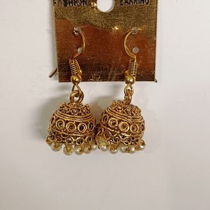 Oxidise Earring With Moti Latkan