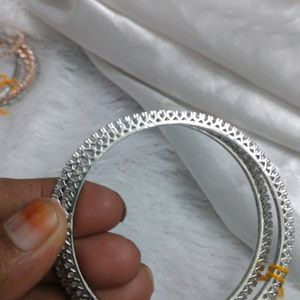 Pair Of Silver AD bangles