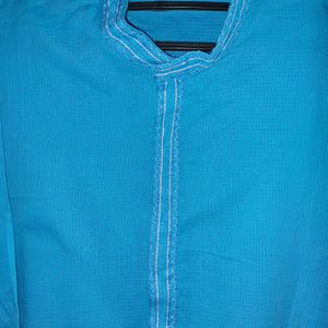 Men Blue Cotton Kurta