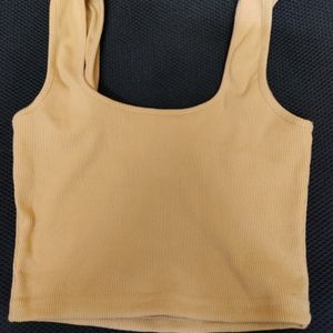 Tan Ribbed Crop Top