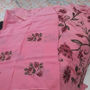 Pink Colour With Thread Embroidery