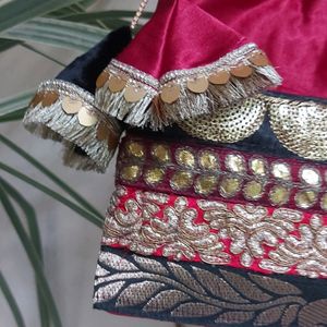 Maroon And Black Wedding Potli bag