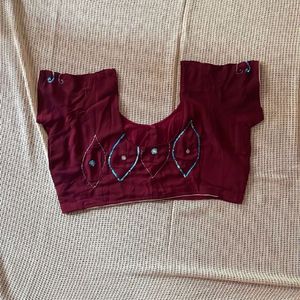 Maroon Heavy Saree With Stitched Blouse