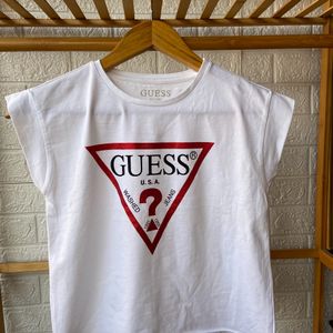 GUESS Cotton Logo Graphic Crop Tops