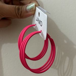 Hot Pink Triple Big Hoop Earrings