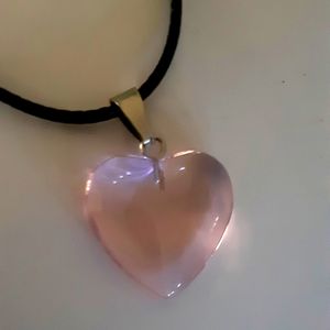 Transparent Pink Heart Jelly Pendant With Chord