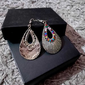 Small Feather like Metal Earrings