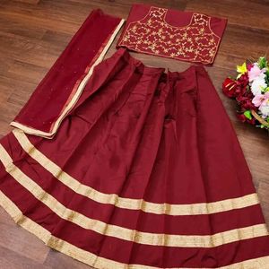 Marron Beautiful Silk Lehenga