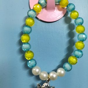 Handmade Blue And Yellow Beads Bracelet