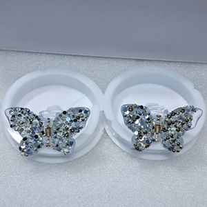 Glitter Butterfly White Claws (2pcs)