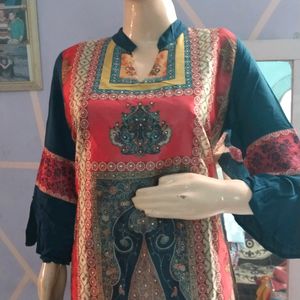 Beautiful Frok Kurti Double Layer With Dupatta