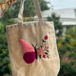 Butterfly Embroidery Tote Bag