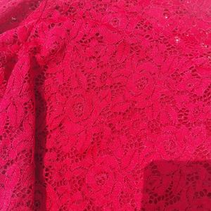 Women Maroon Self - Design Lace Top