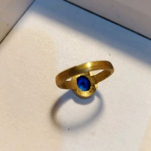 💍 Blue Sapphire Stone Brass Ring