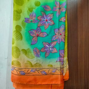 Parrot Green Saree