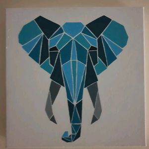 Mosaic Blue Elephant Painting