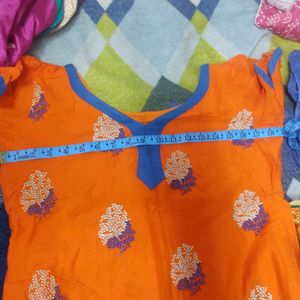 (FREE SHIPPING) Orange And Blue Salwar Kameez