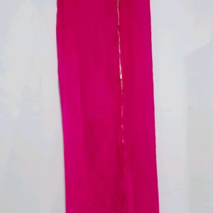 Pink Trouser Pant And Shiffon Dupatta With Lace