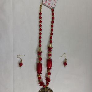 Long Necklace with Earrings