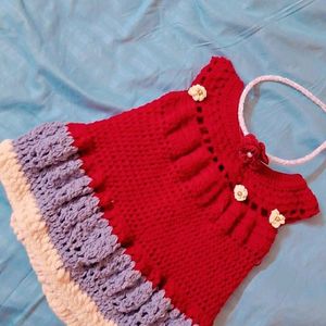 Knitted Baby Frock 0-6 Months  For Girls