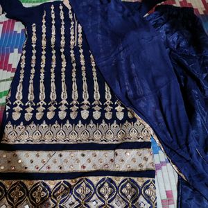 Beautiful Blue Kurta Set With Dupatta And Trouser