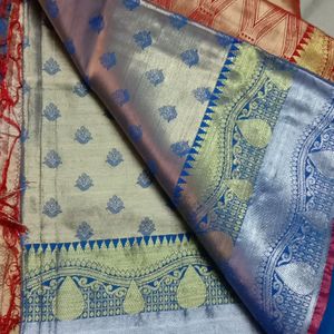 Red And royal Blue Pattu Saree