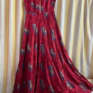 Red and Blue Ethnic gown with Back design