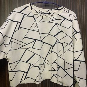 Shein White Geometrical Top