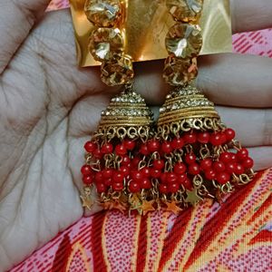 Jhumka  Earrings With Golden Stones and Stars⭐