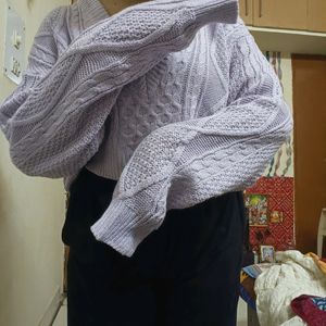 Lavender Korean Cropped Sweater