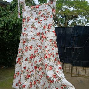 White Floral Overall Dress