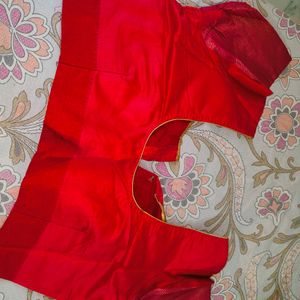 Orange Red Saree With Blouse