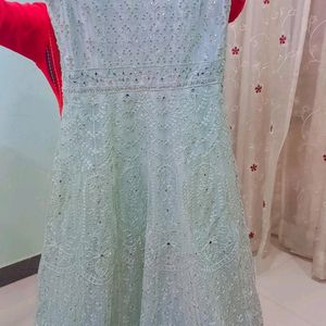 Light Green Embellished Heavy Work Dress