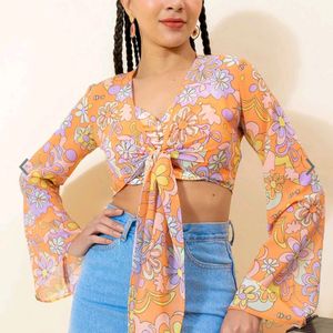 Pack Of 2 Hersheinbox Georgette Wrap Crop Top