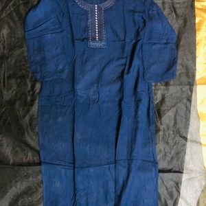 Blue Mirror Work Kurti