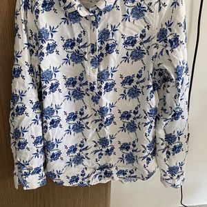 White Floral Women Shirt