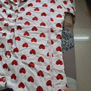 Heart Print White Shirt