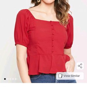 Maire Claire Red Peplum Top