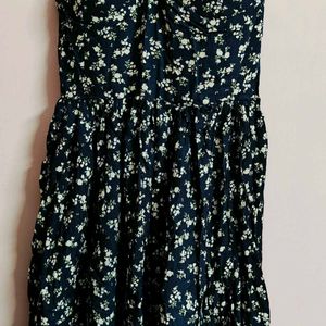 Navy Blue Strap Floral Dress