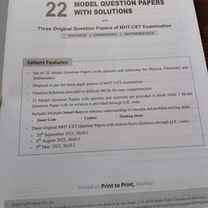 MHTCET 22 Model Question Paper+3year PYQ with Soln