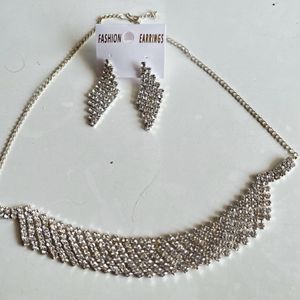 American Diamond Necklace Set With Earrings